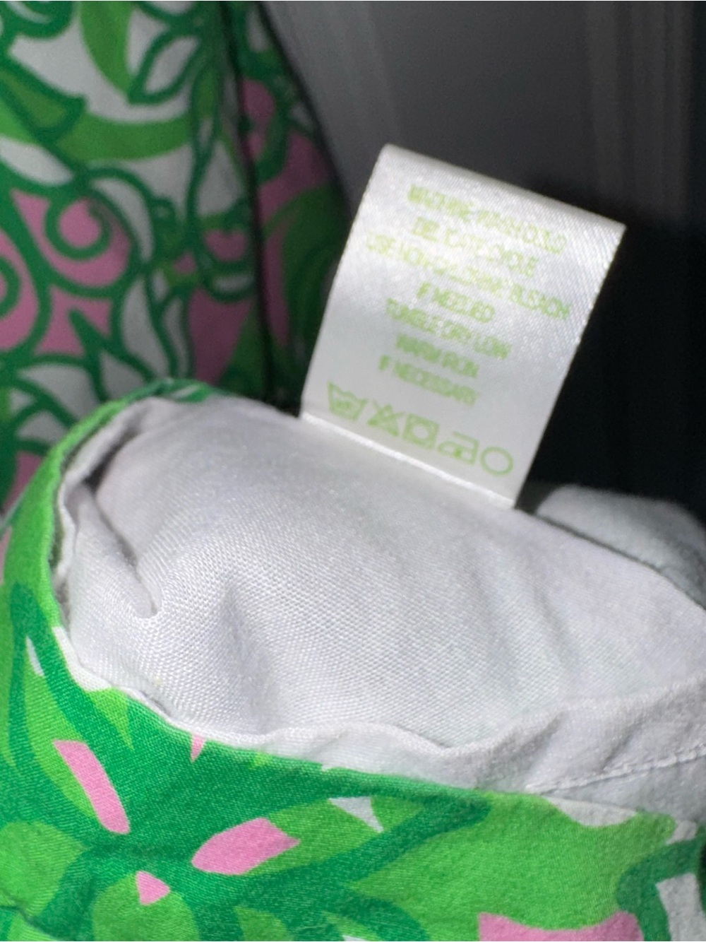 Girls Lilly Pulitzer Dress Sz 7 Green Pink White Floral Sleeveless Ruffled Neck - Picture 7 of 7